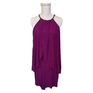 Fuschia Draped Halter Dress-Size 10